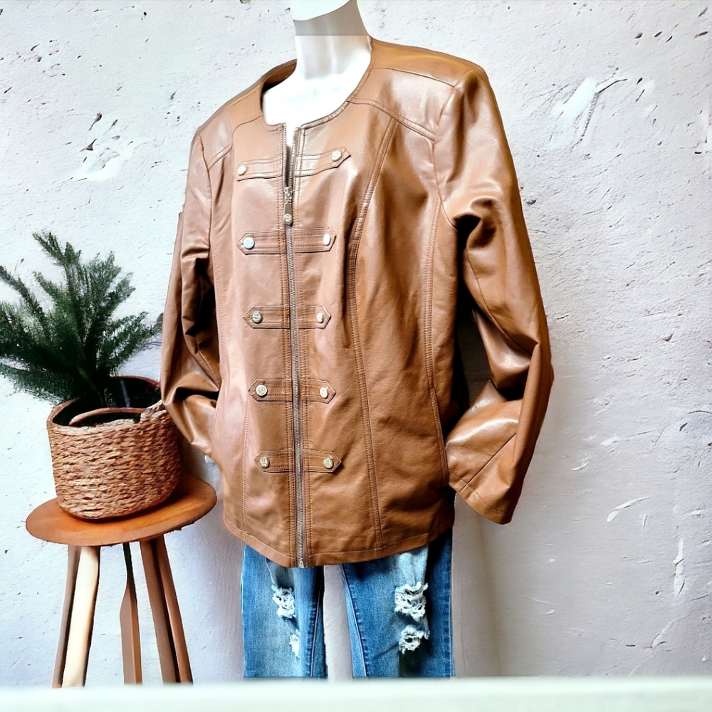 Dennis basso retro lined brown jacket women's size 1x